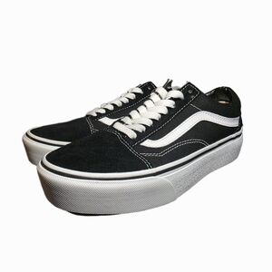 Vans Black and White Platform Shoes